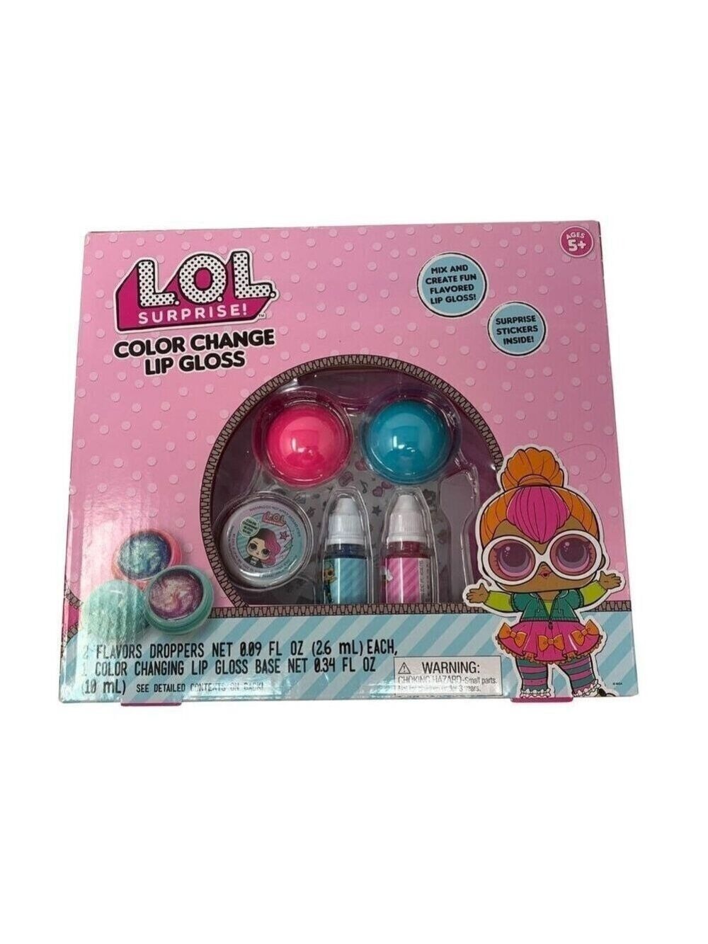 LOL Surprise Color Change Lip Gloss Kit Flavor Droppers Stickers For Kids Age 5+